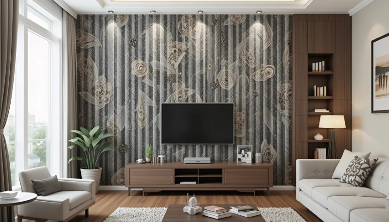 Nowoczesna ściana z TV w salonie – inspiracje